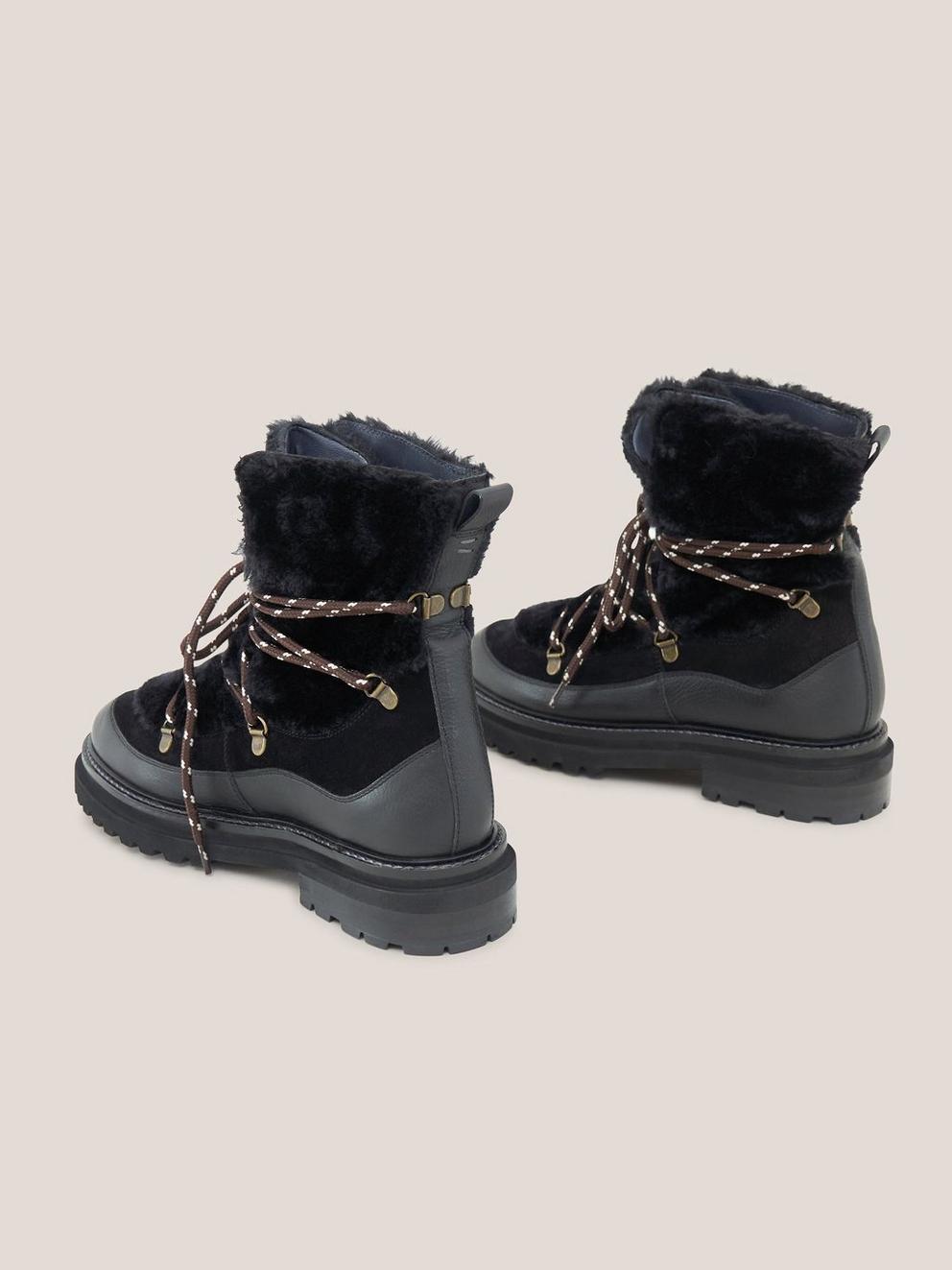 Hailey Lace Up Hiker Boot in PURE BLACK White Stuff