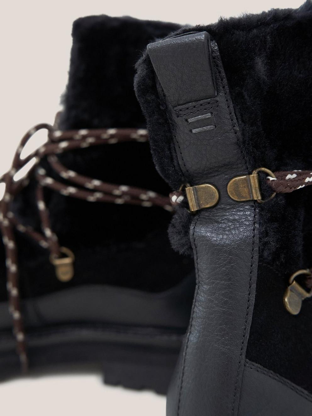 Hailey Lace Up Hiker Boot in PURE BLK - FLAT DETAIL