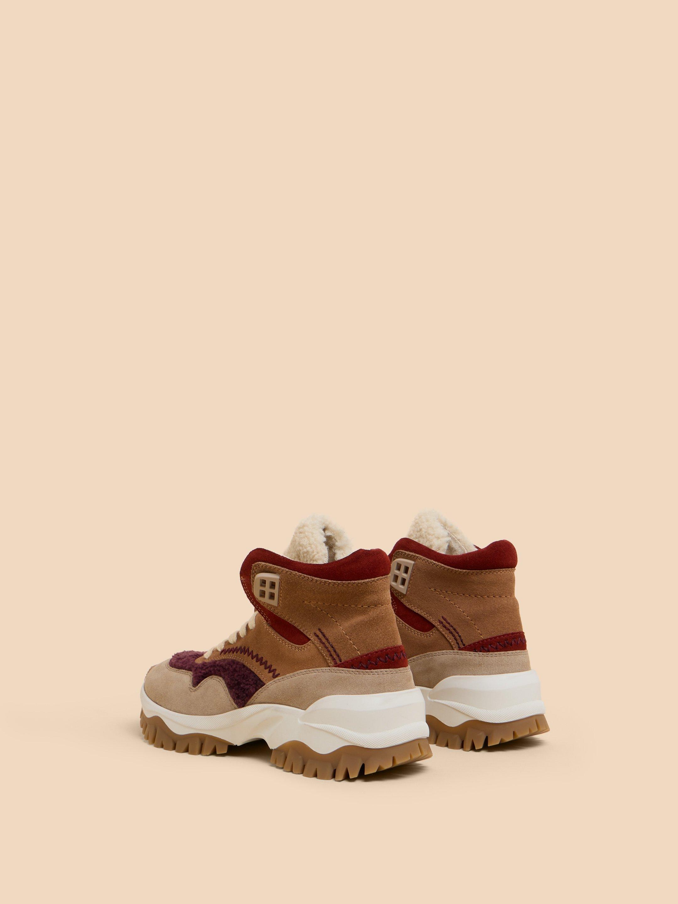 Chunky Suede HiTop Trainer in TAN MULTI - FLAT BACK