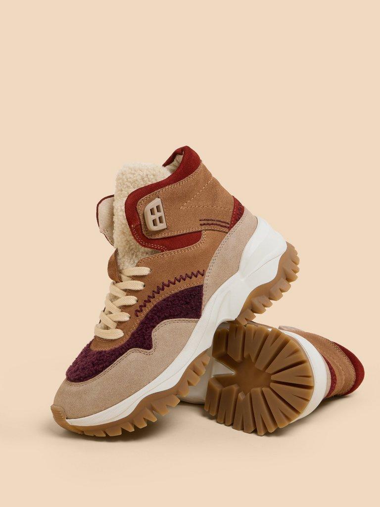 Chunky Suede HiTop Trainer in TAN MULTI - FLAT DETAIL