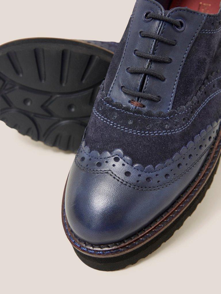 Chunky Leather Lace Up Brogue in DARK NAVY - FLAT DETAIL
