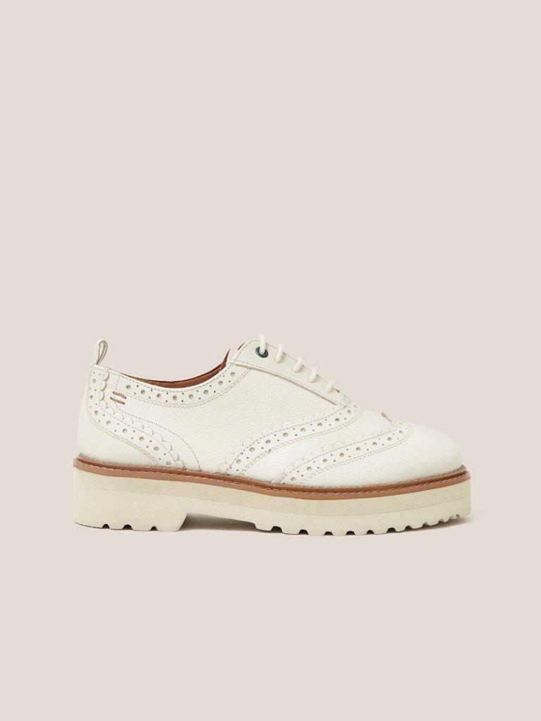 Chunky Leather Lace Up Brogue in LGT NAT - MODEL FRONT