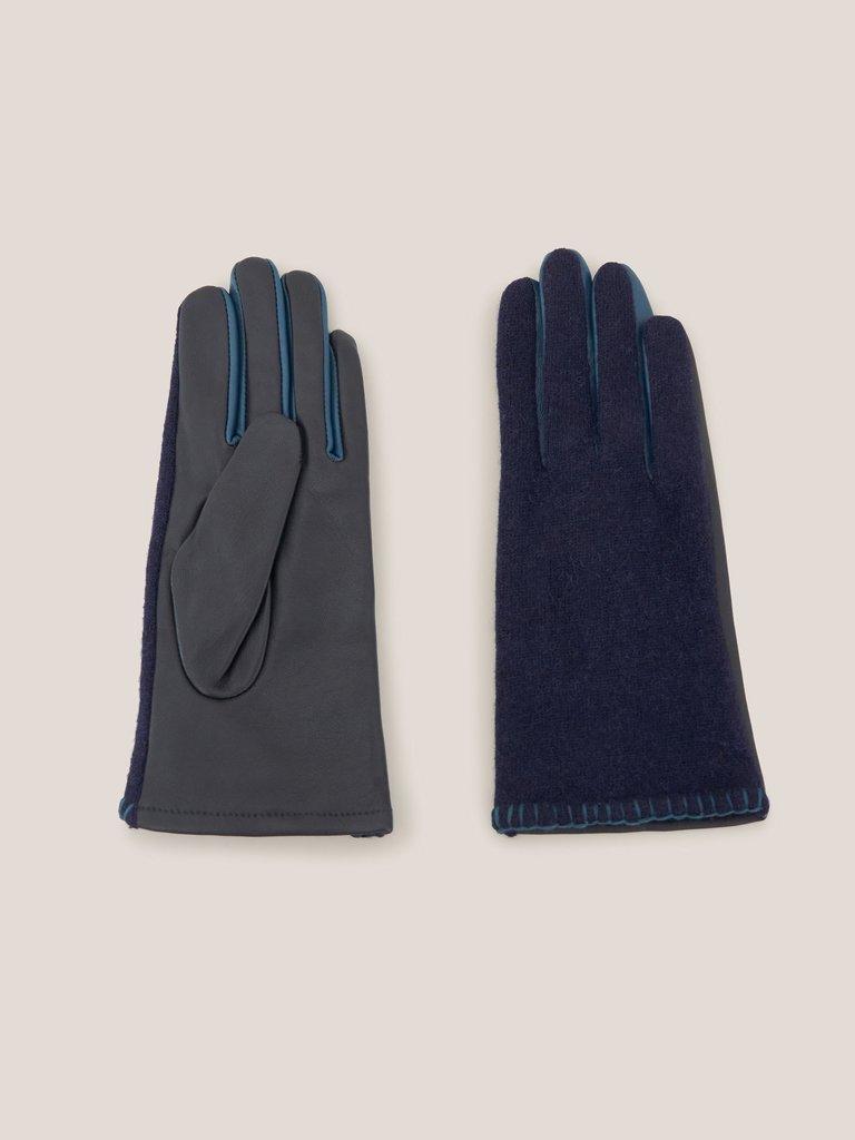 Lucie Leather Glove in DARK NAVY - FLAT BACK