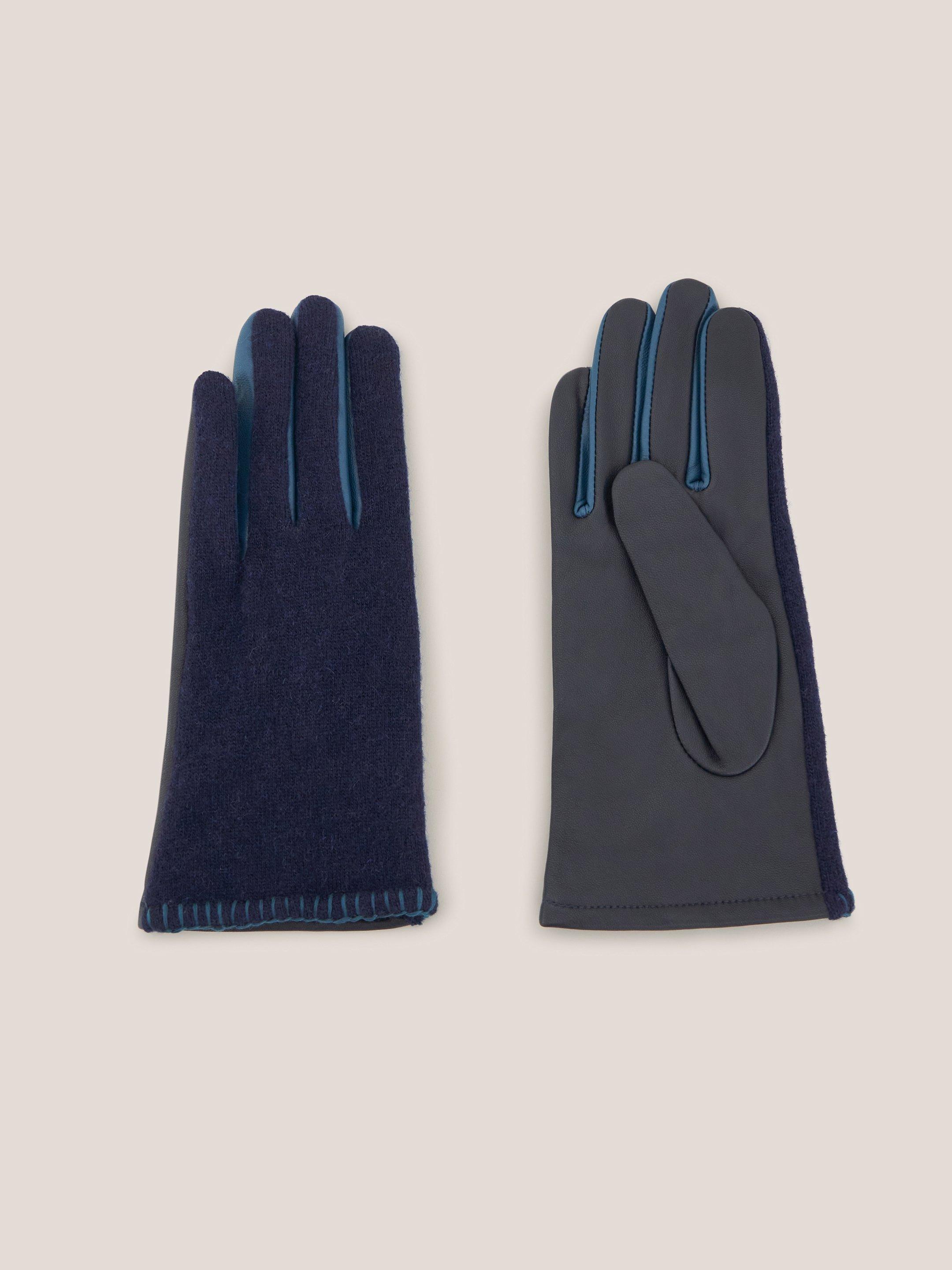 Lucie Leather Glove in DARK NAVY - FLAT FRONT