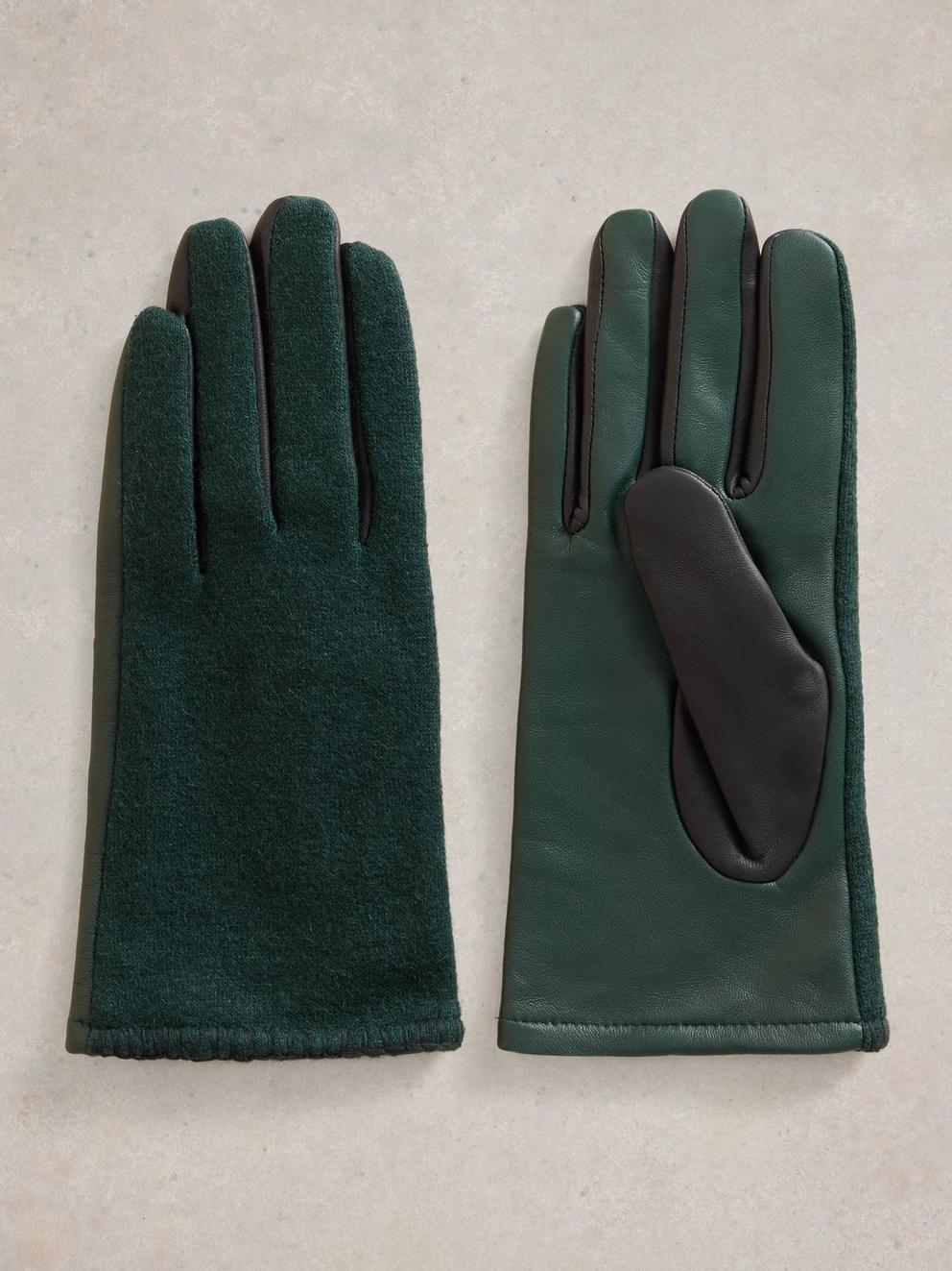 Lucie Leather Glove in DK GREEN - FLAT BACK