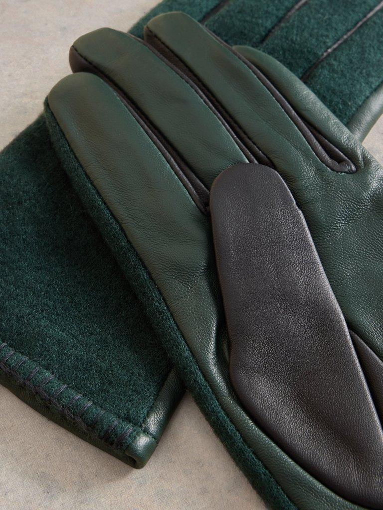 Lucie Leather Glove in DK GREEN - FLAT DETAIL