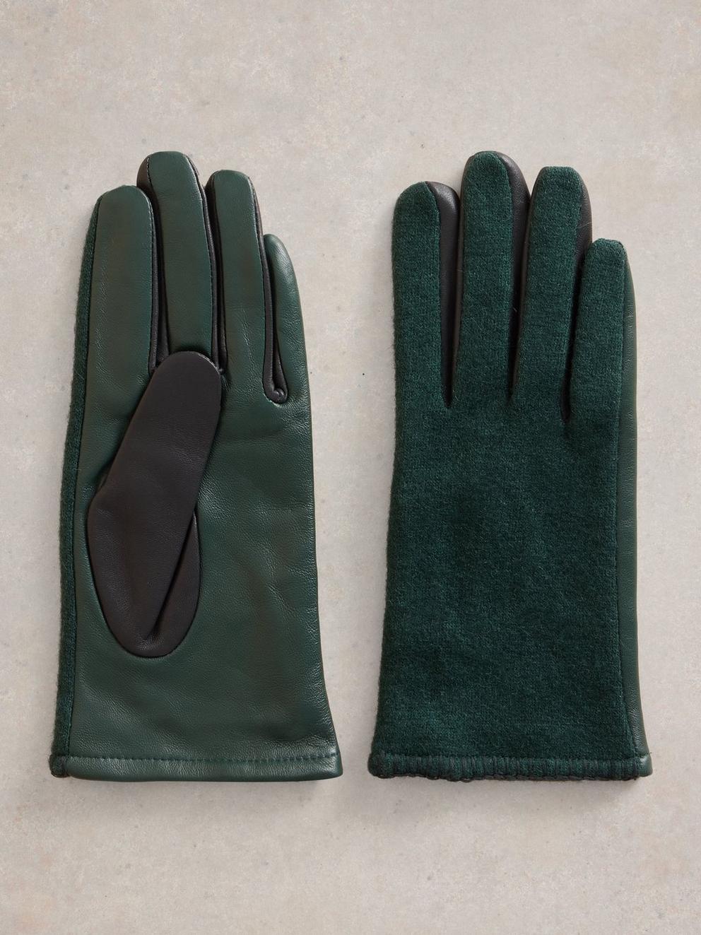 Lucie Leather Glove in DK GREEN - FLAT FRONT