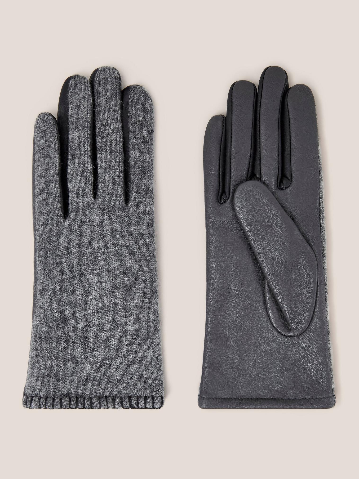 Lucie Leather Glove in MID GREY - FLAT BACK