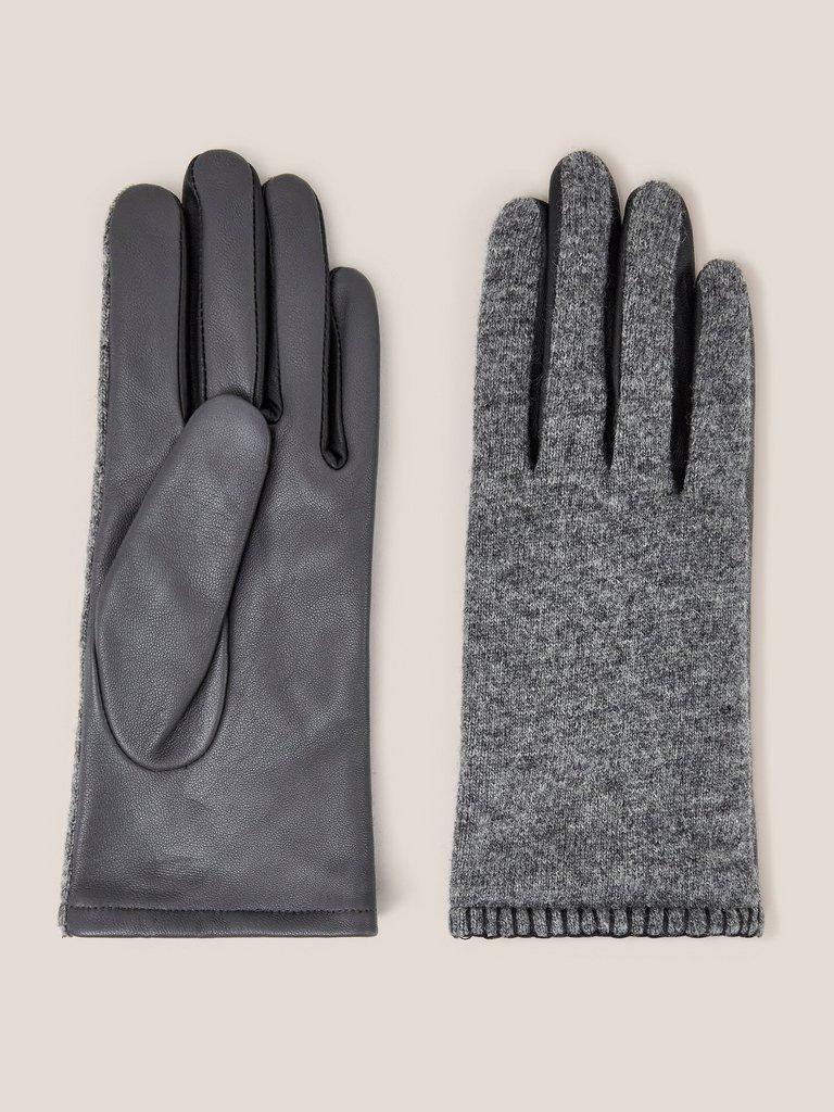Lucie Leather Glove in MID GREY - FLAT FRONT