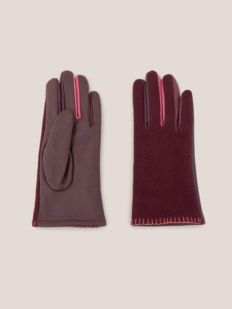 Lucie Leather Glove in PLUM MLT - FLAT BACK