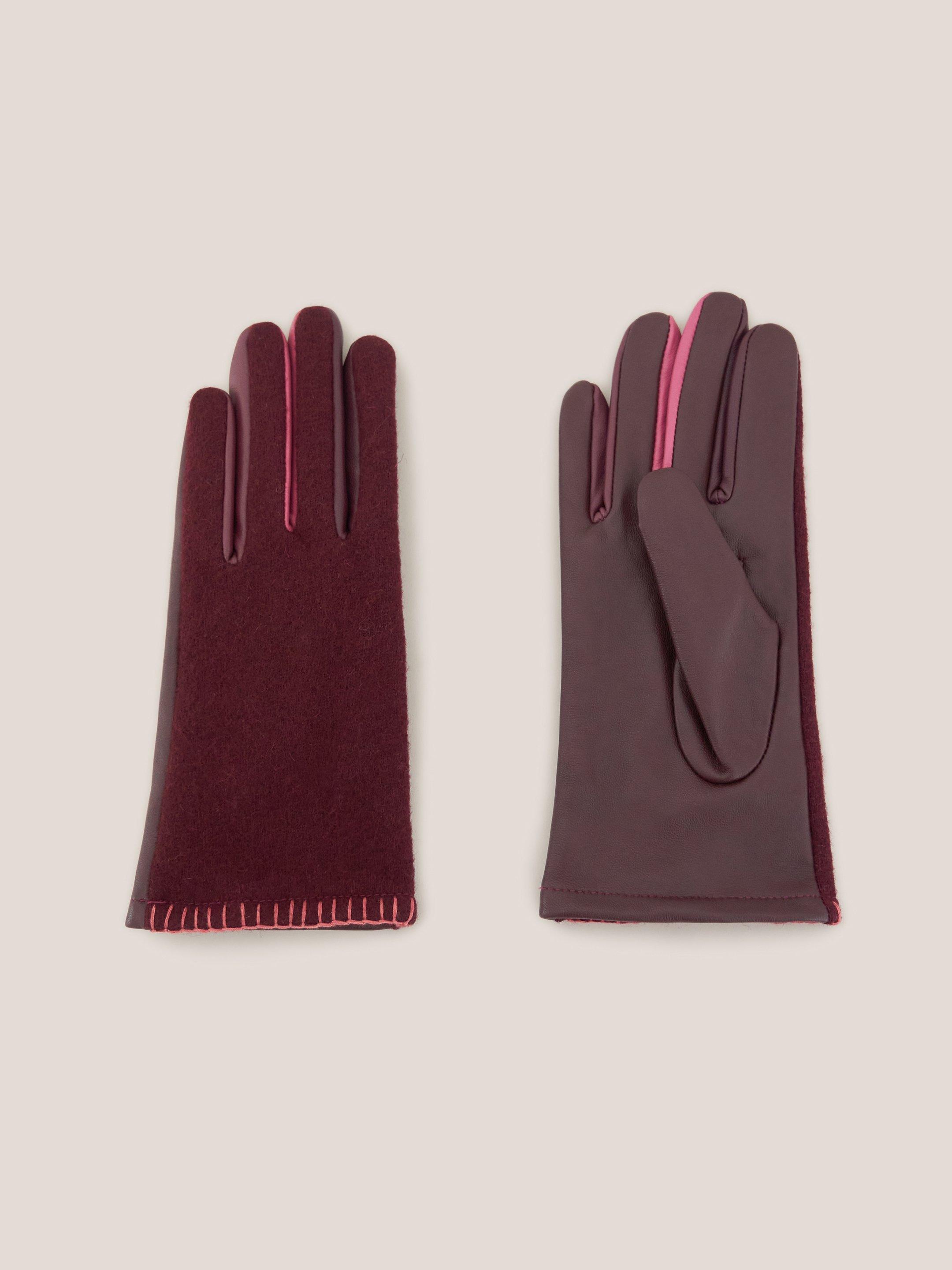 Lucie Leather Glove in PLUM MLT - FLAT FRONT