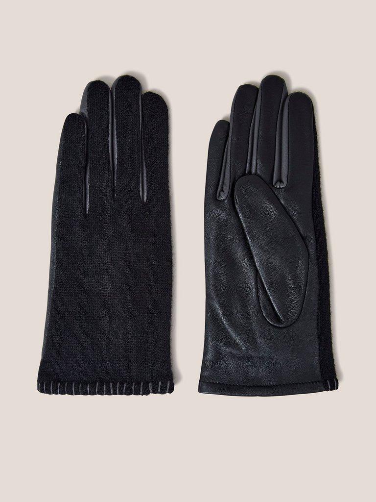 Lucie Leather Glove in PURE BLK - FLAT BACK