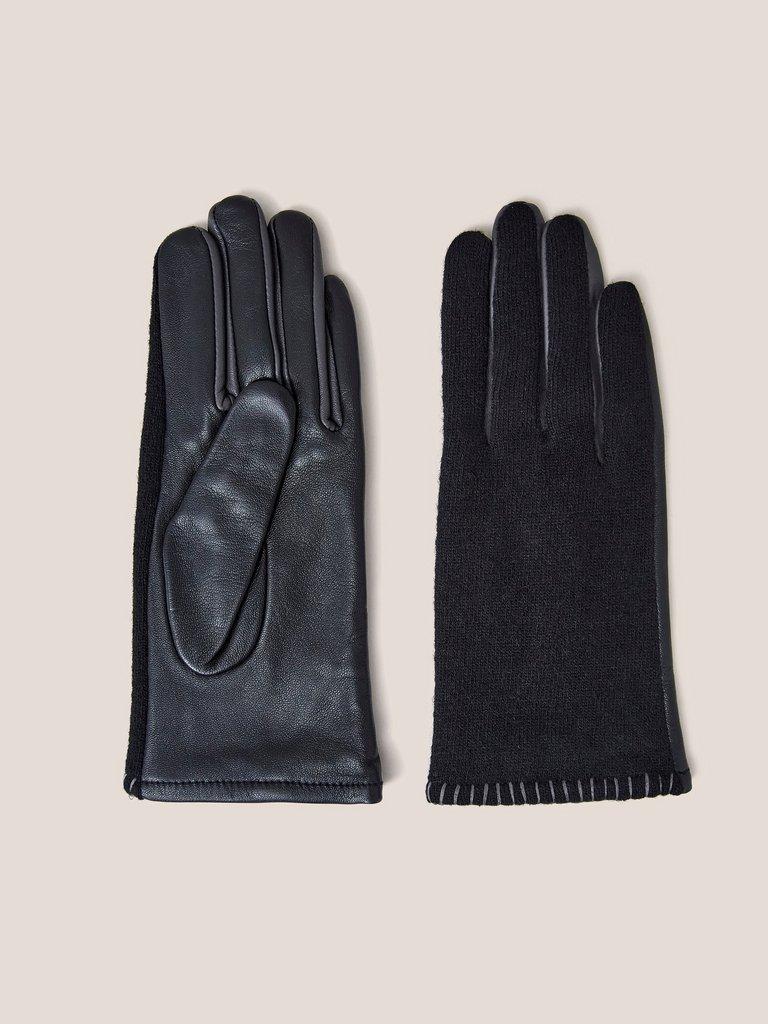 Lucie Leather Glove in PURE BLK - FLAT FRONT