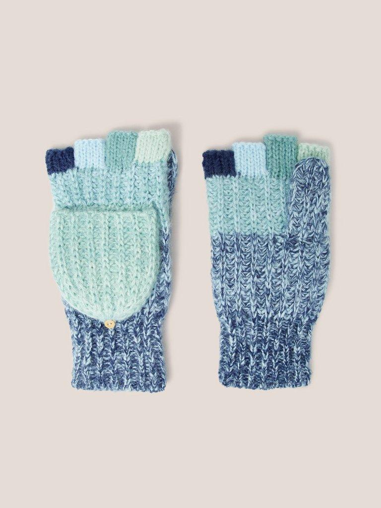 Knitted Ombre Gloves in BLUE MLT - FLAT BACK