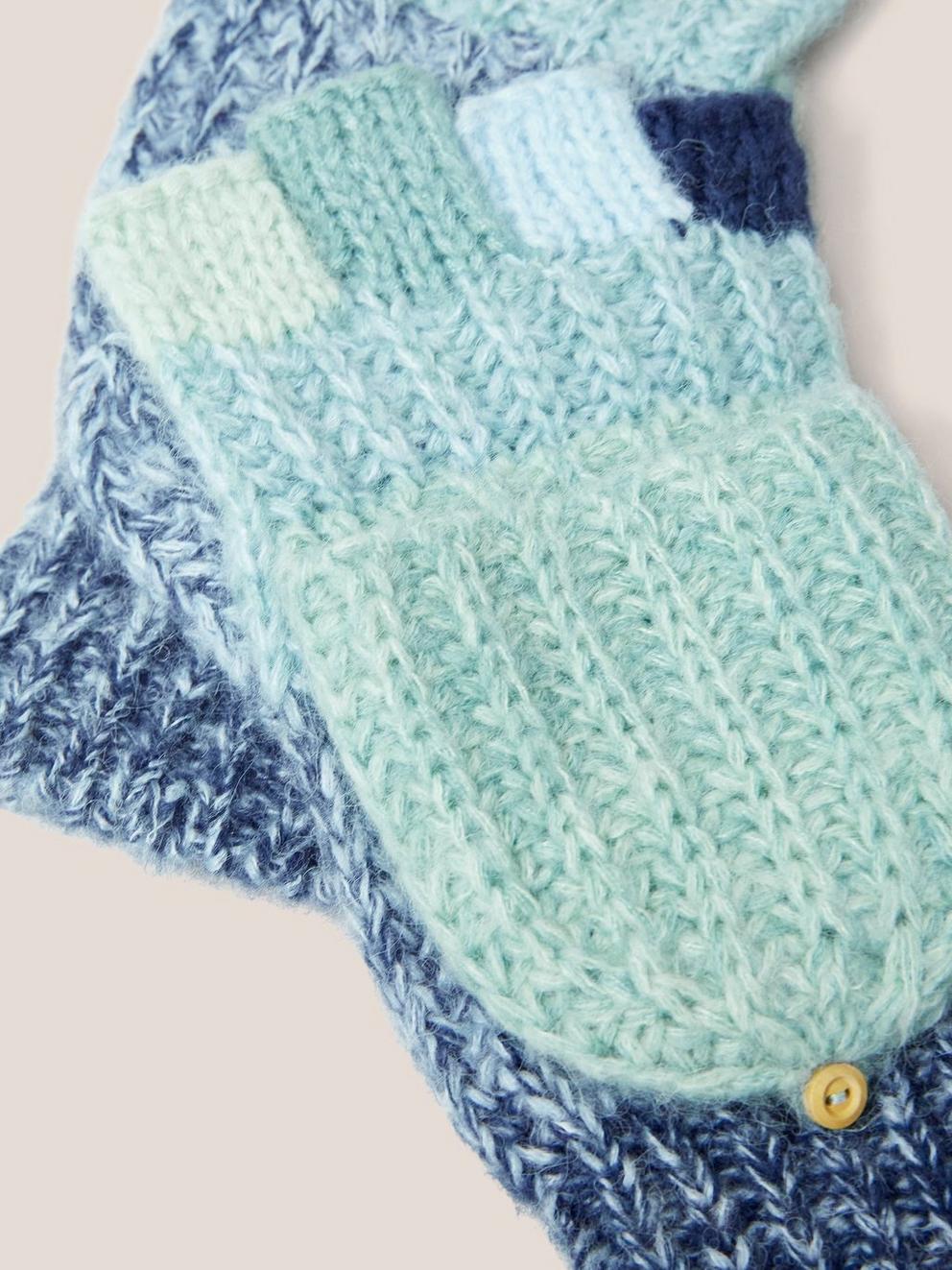 Knitted Ombre Gloves in BLUE MLT - FLAT DETAIL