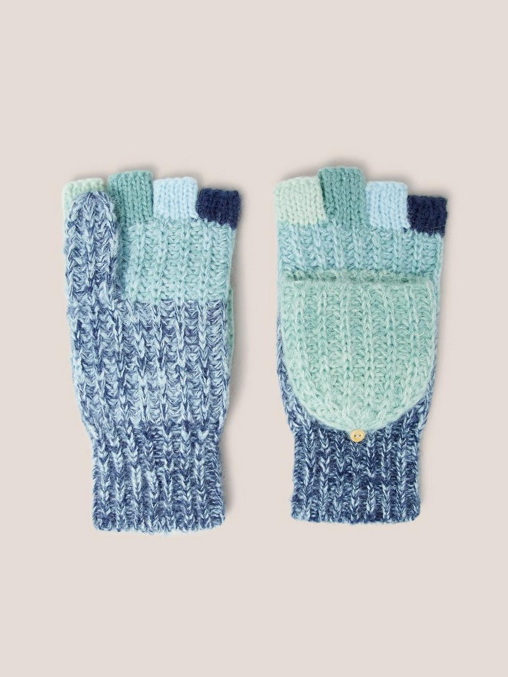 Knitted Ombre Gloves in BLUE MLT - FLAT FRONT