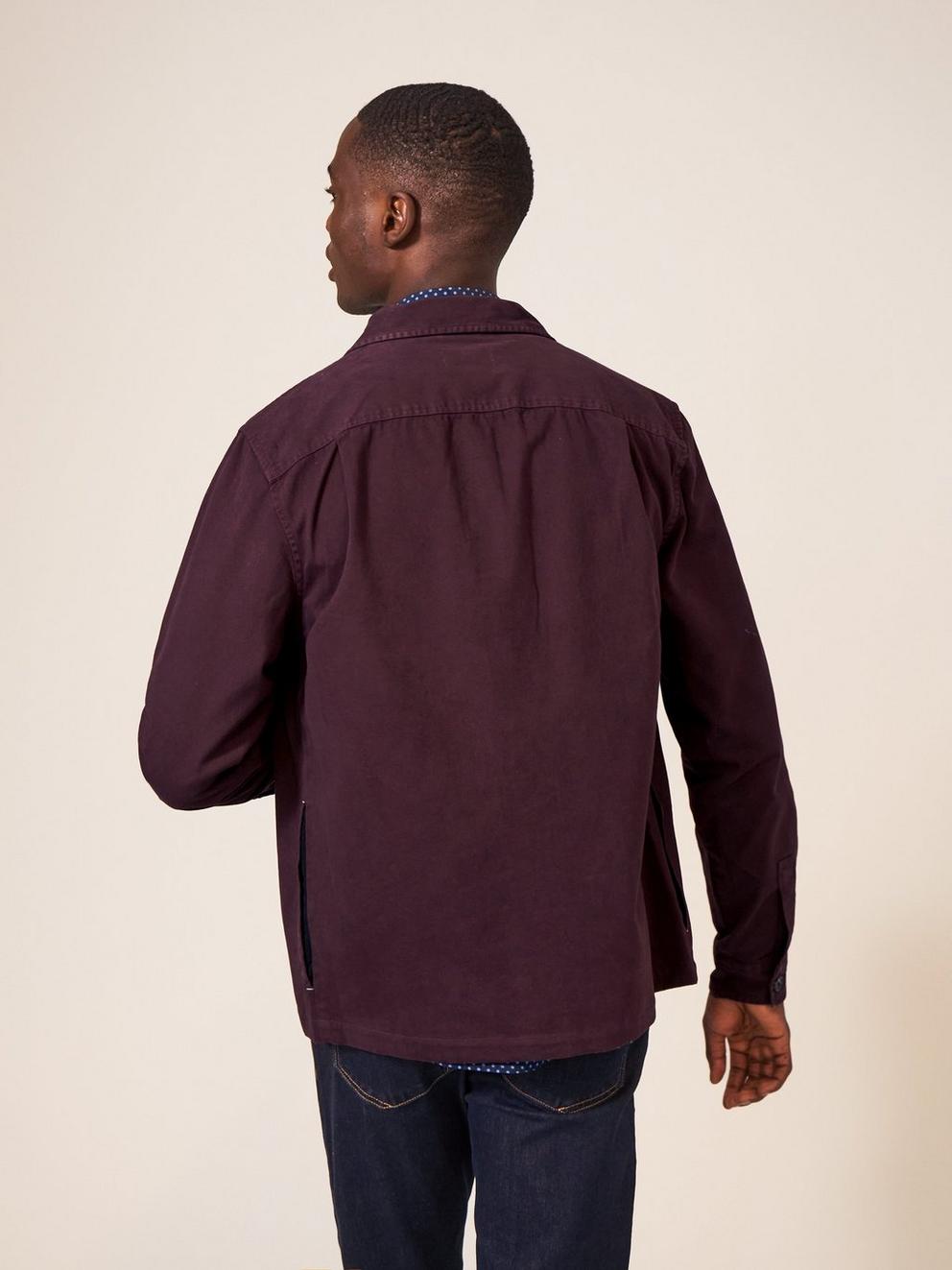 Everade Shacket in DK PLUM - MODEL BACK