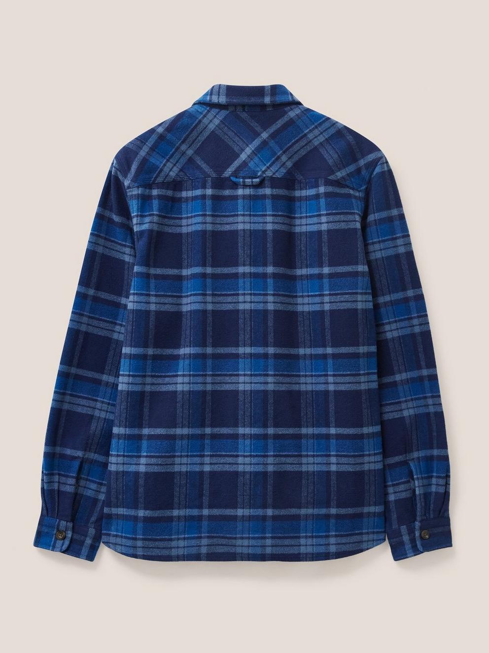 Darwen Check Woven Overshirt in DARK NAVY - FLAT BACK