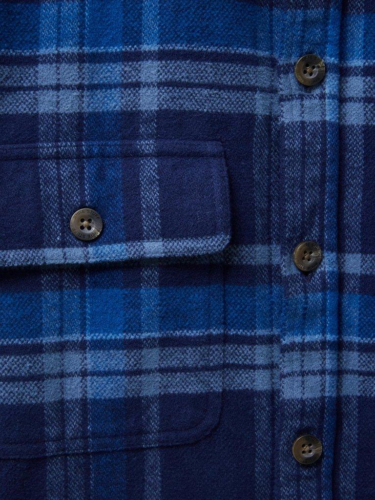 Darwen Check Woven Overshirt in DARK NAVY - FLAT DETAIL