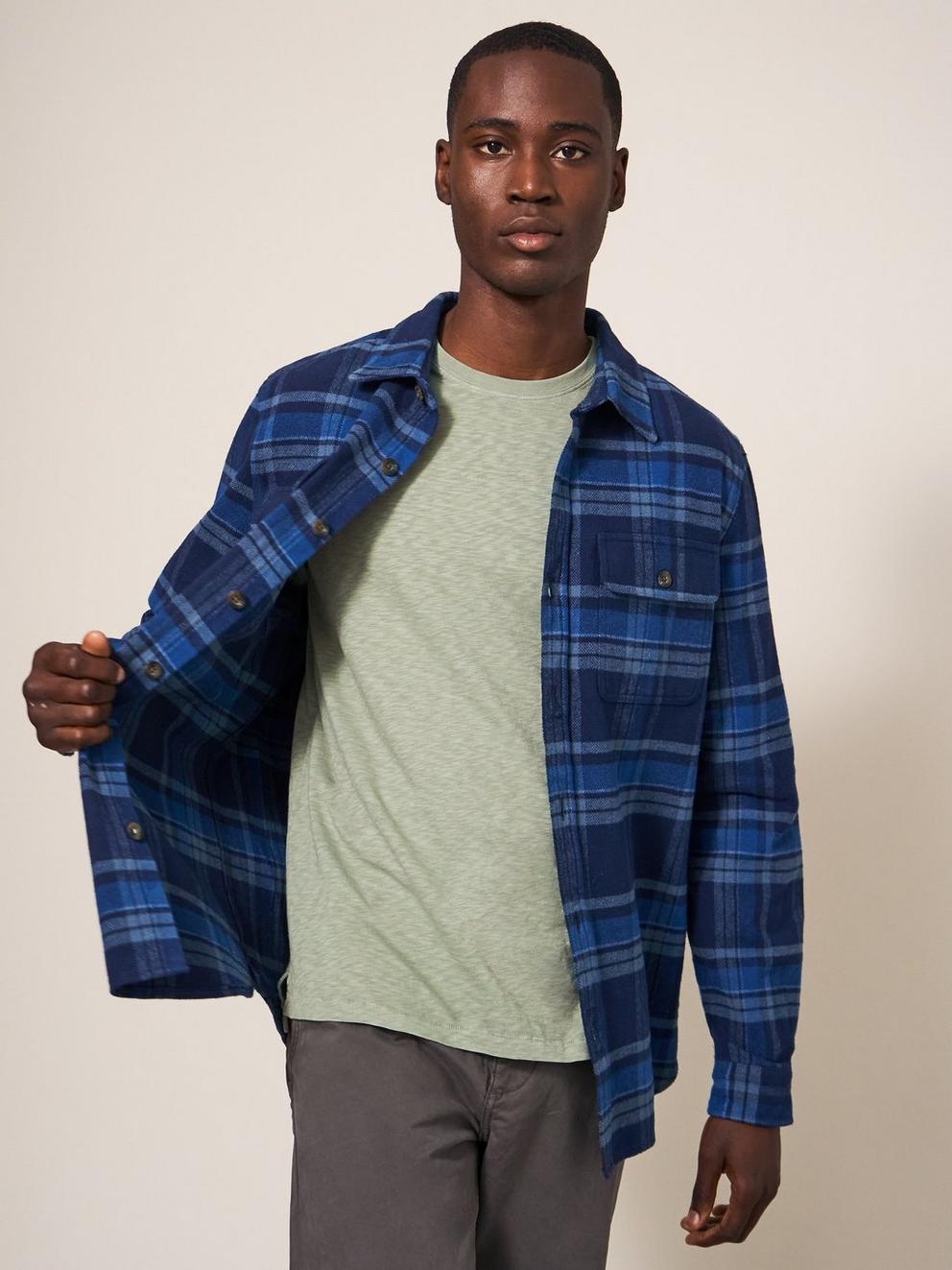 Darwen Check Woven Overshirt in DARK NAVY - LIFESTYLE