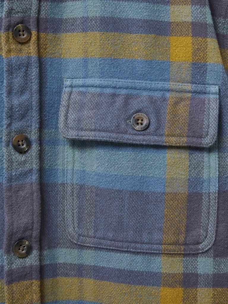 Darwen Check Woven Overshirt in KHAKI GRN - FLAT DETAIL