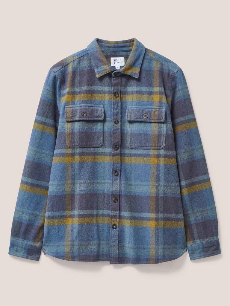 Darwen Check Woven Overshirt in KHAKI GRN - FLAT FRONT