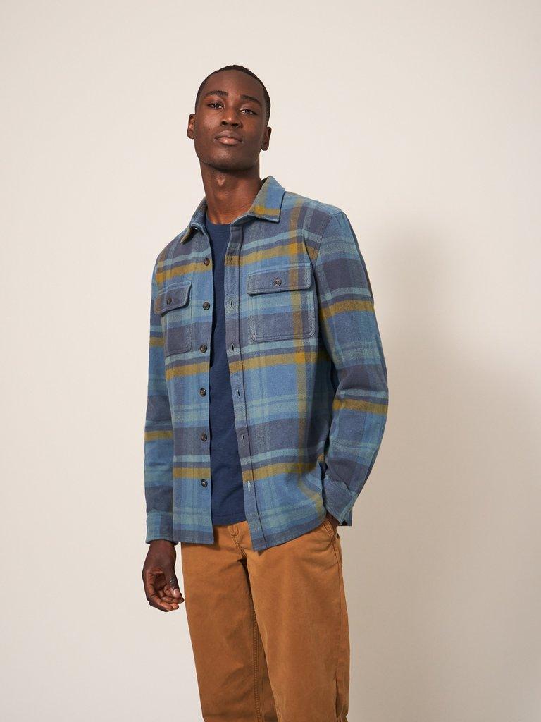 Darwen Check Woven Overshirt in KHAKI GRN - LIFESTYLE