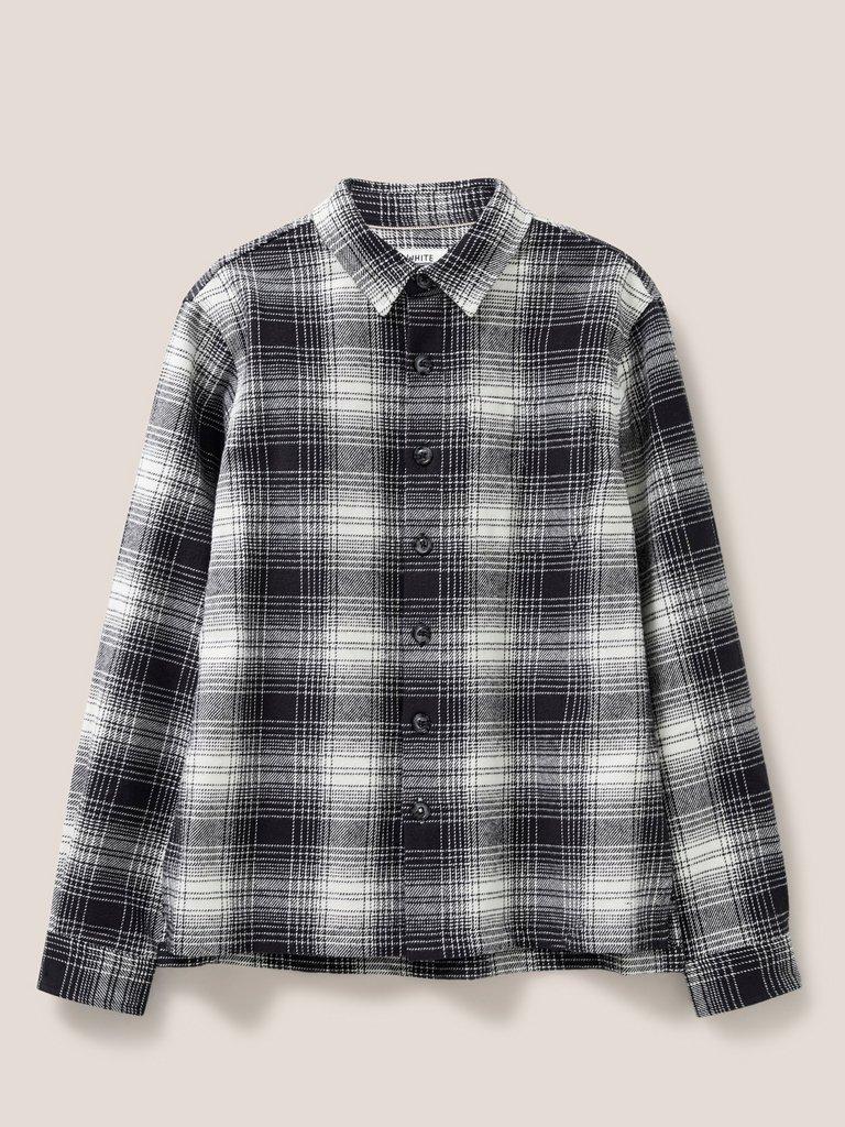 Hixton Brushed Overshirt in PURE BLK - FLAT FRONT