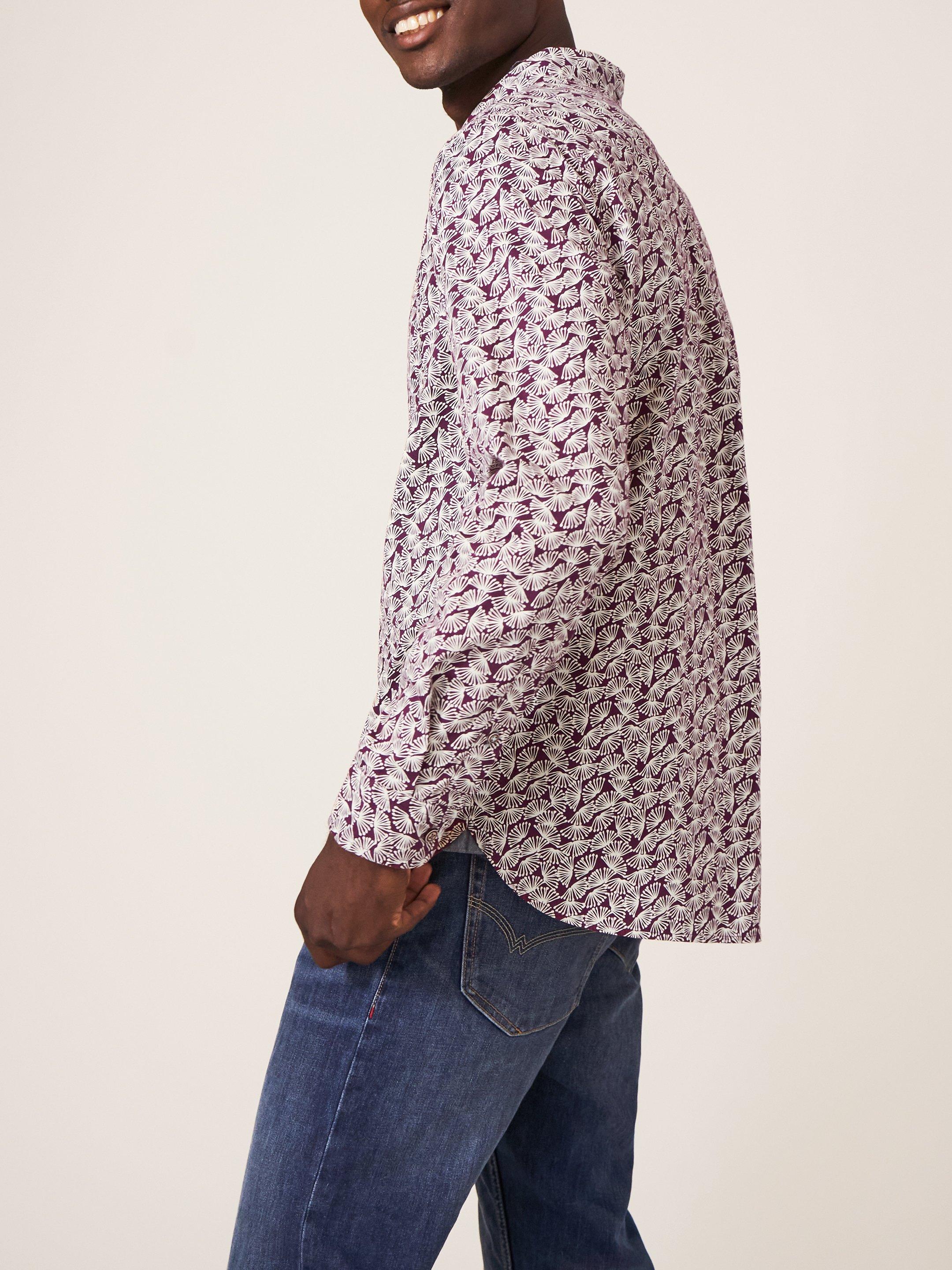 Dandelion Printed Shirt in DK PLUM - MODEL BACK