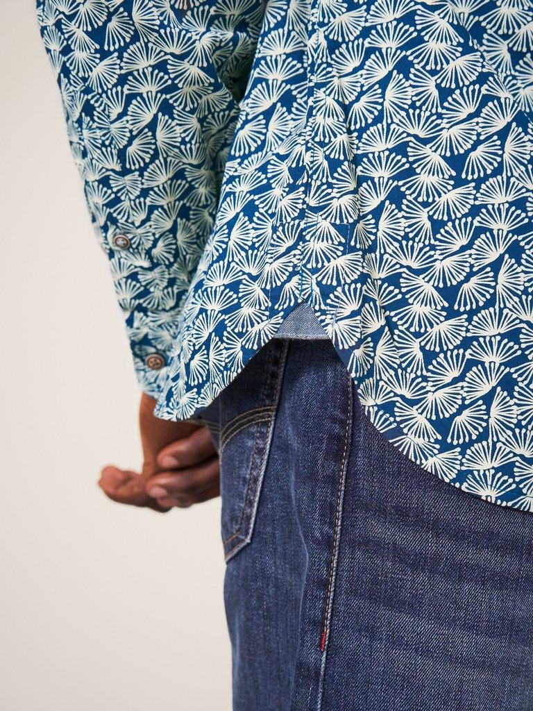 Dandelion Printed Shirt in MID TEAL - MODEL FRONT