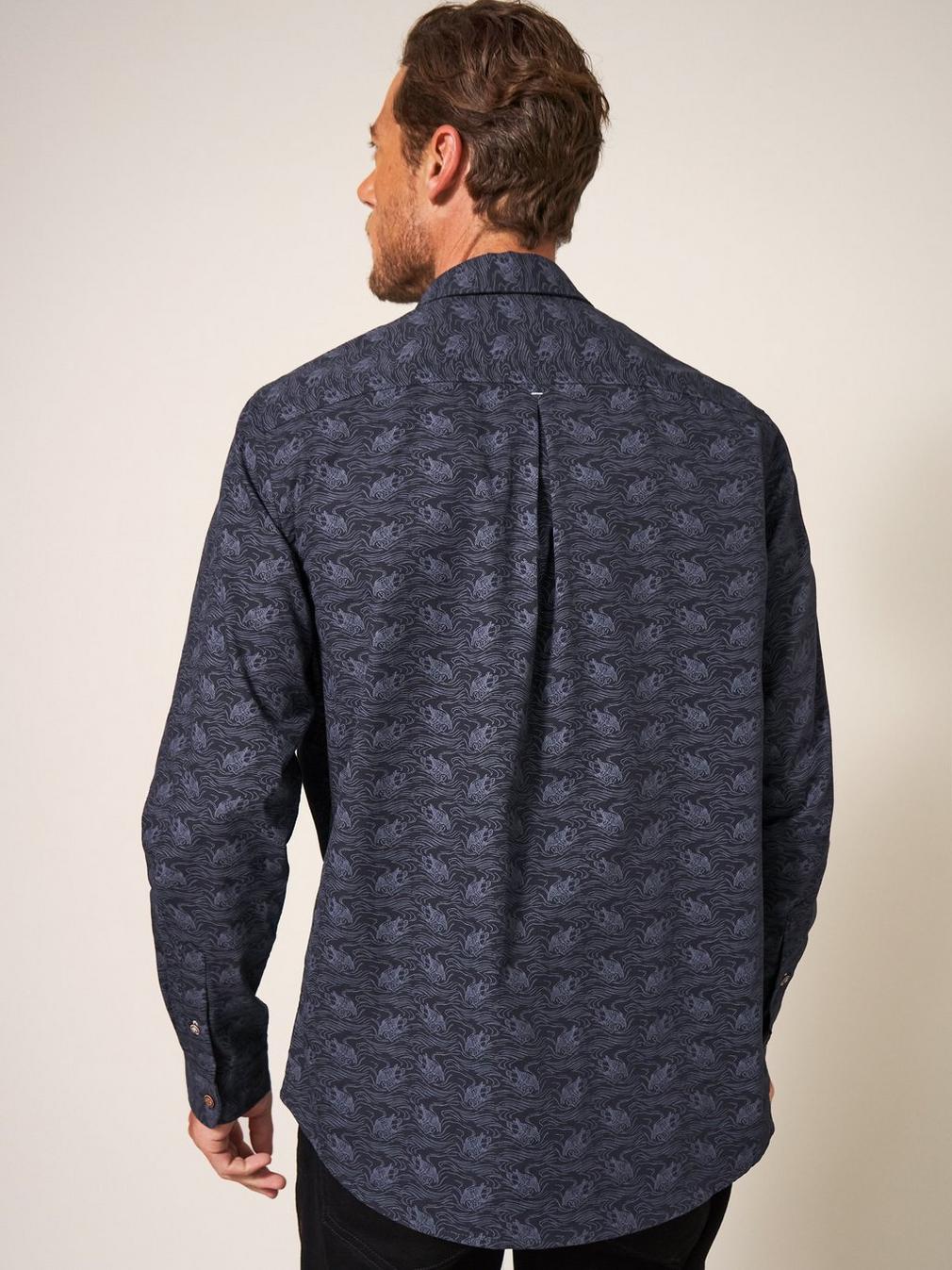 Duck Printed Shirt in DARK NAVY - MODEL BACK