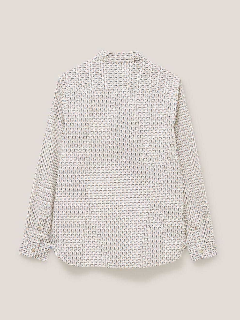 Scandi Geo Printed Shirt in NAT MLT - FLAT BACK