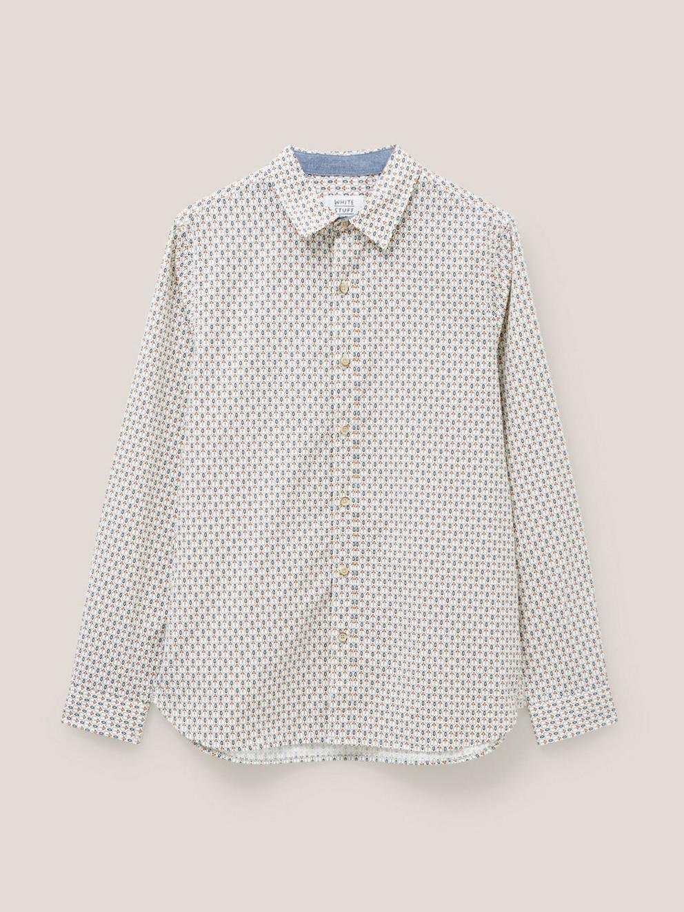 Scandi Geo Printed Shirt in NAT MLT - FLAT FRONT