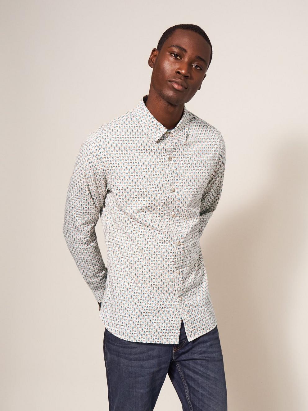 Scandi Geo Printed Shirt in NAT MLT - LIFESTYLE