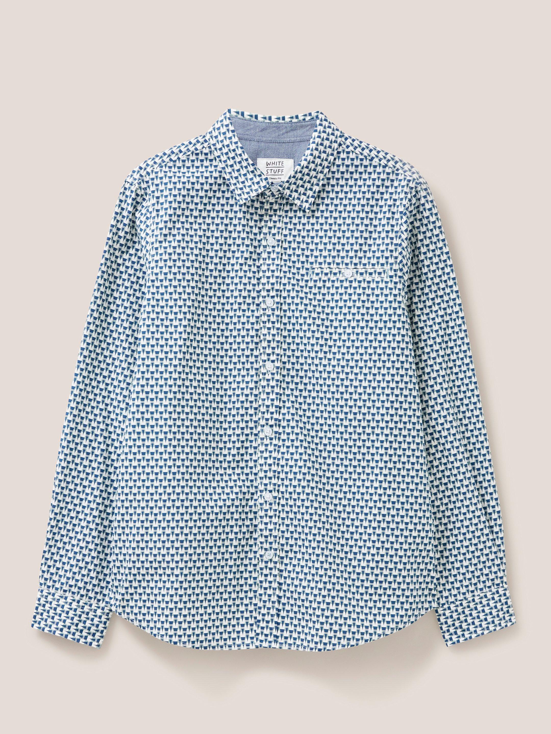 Geo Abstract Printed Shirt in BLUE PR - FLAT FRONT