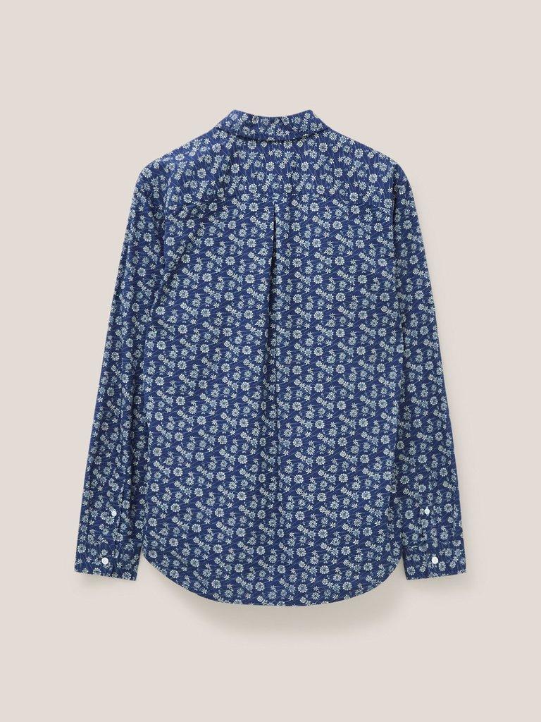 Scattered Flower Printed Shirt in DARK NAVY - FLAT BACK