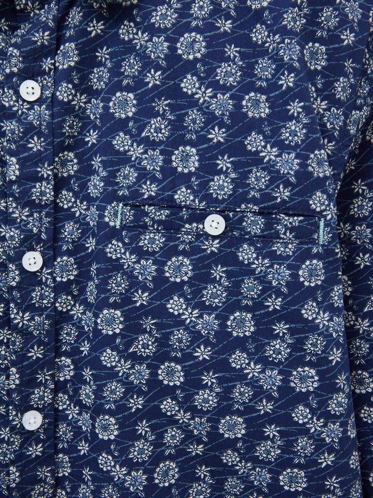 Scattered Flower Printed Shirt in DARK NAVY - FLAT DETAIL