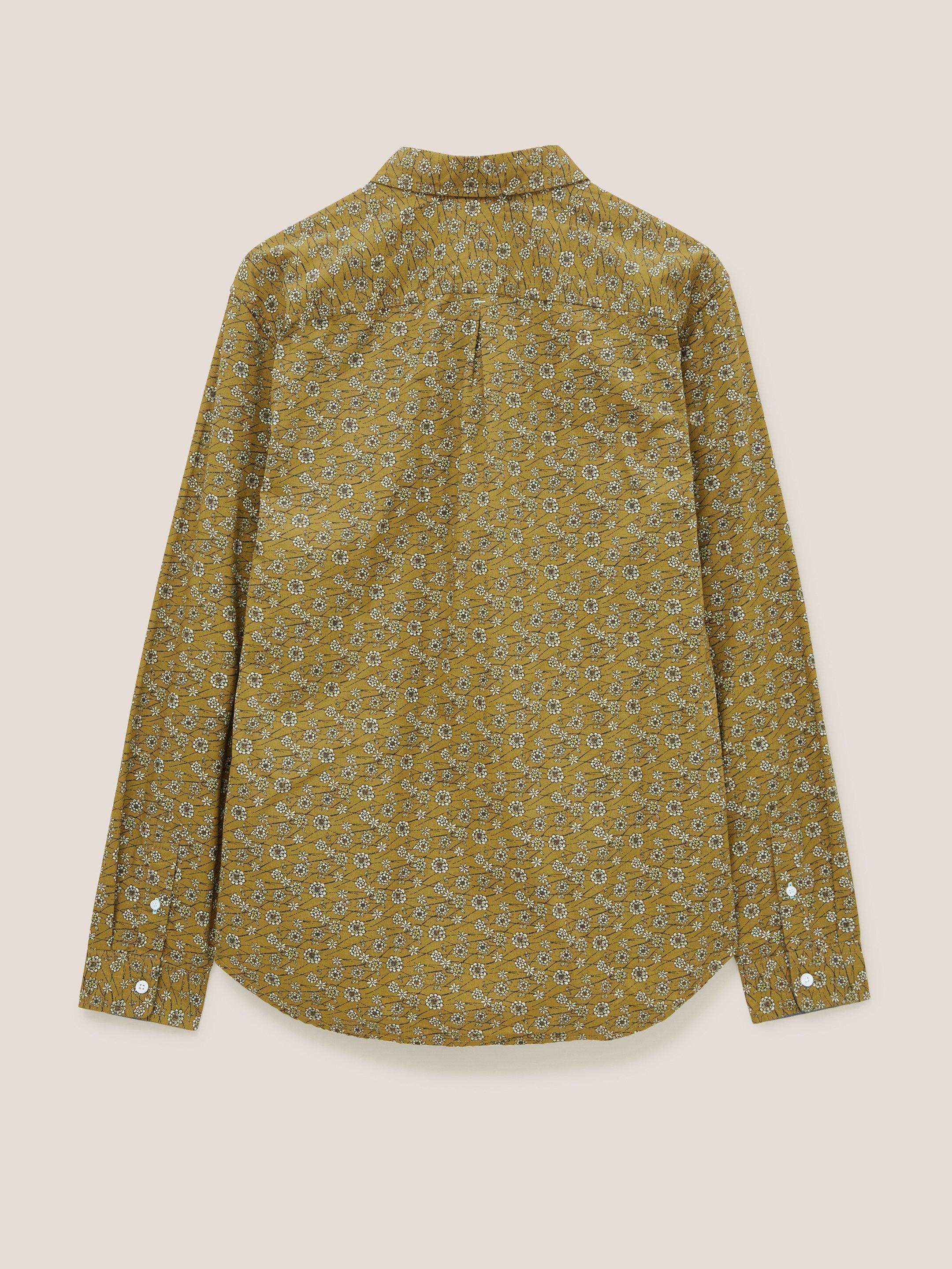 Scattered Flower Printed Shirt in MID GREEN - FLAT BACK