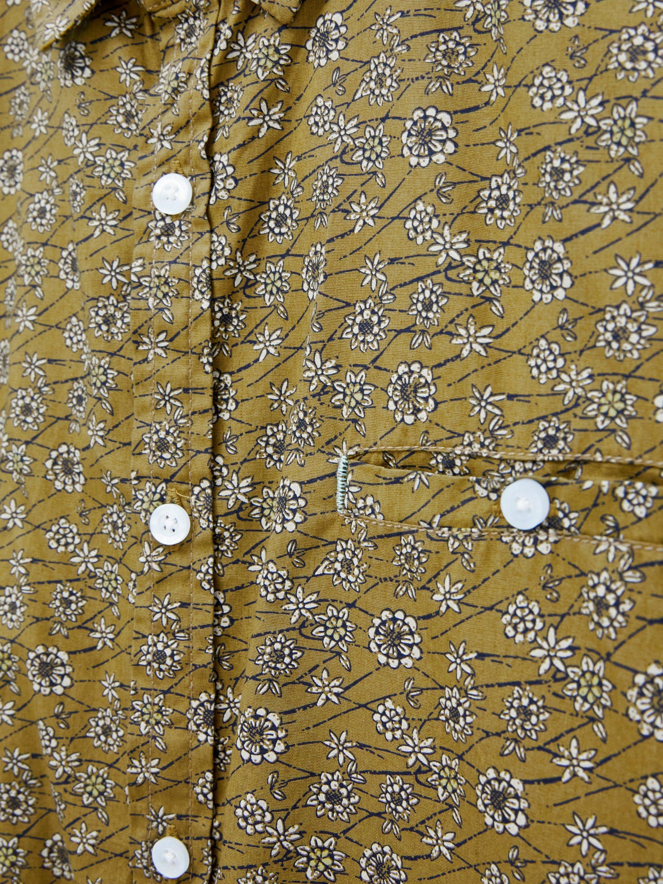 Scattered Flower Printed Shirt in MID GREEN - FLAT DETAIL