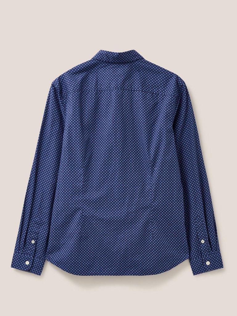 Polka Dot Printed Shirt in INDIGO BLE - FLAT BACK