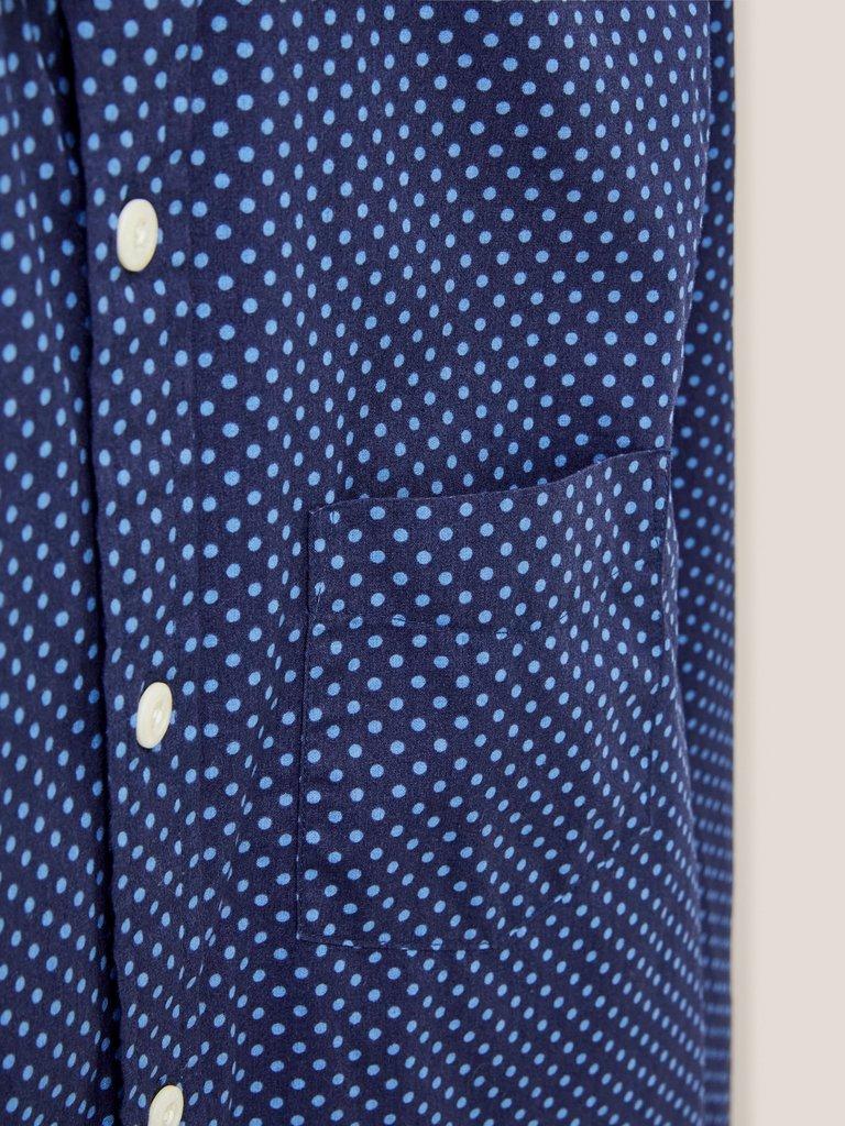 Polka Dot Printed Shirt in INDIGO BLE - FLAT DETAIL