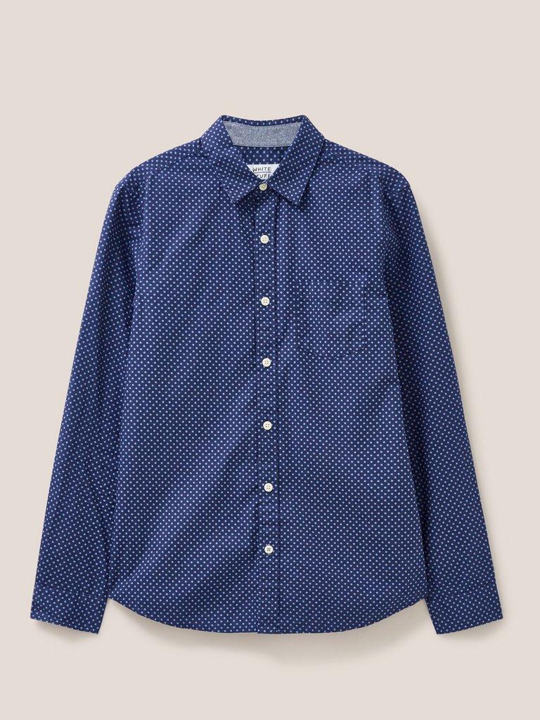 Polka Dot Printed Shirt in INDIGO BLE - FLAT FRONT