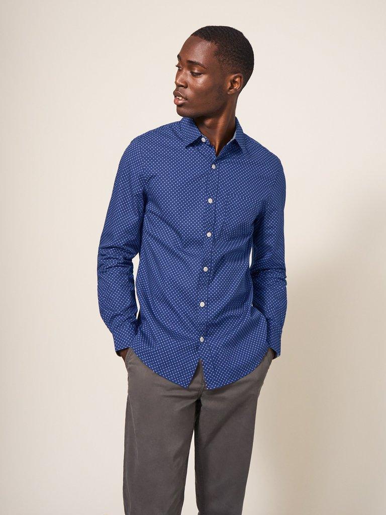 Polka Dot Printed Shirt in INDIGO BLE - LIFESTYLE