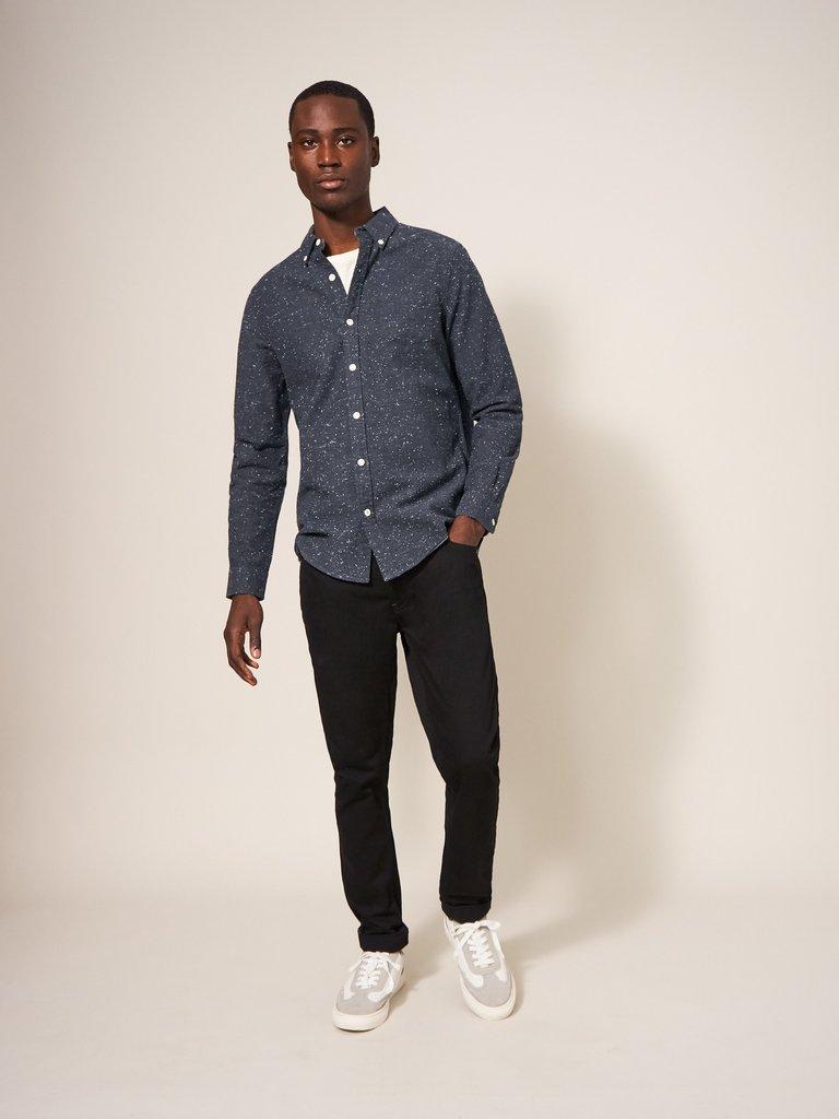 Oxford Nep Shirt in CHARC GREY - MODEL FRONT