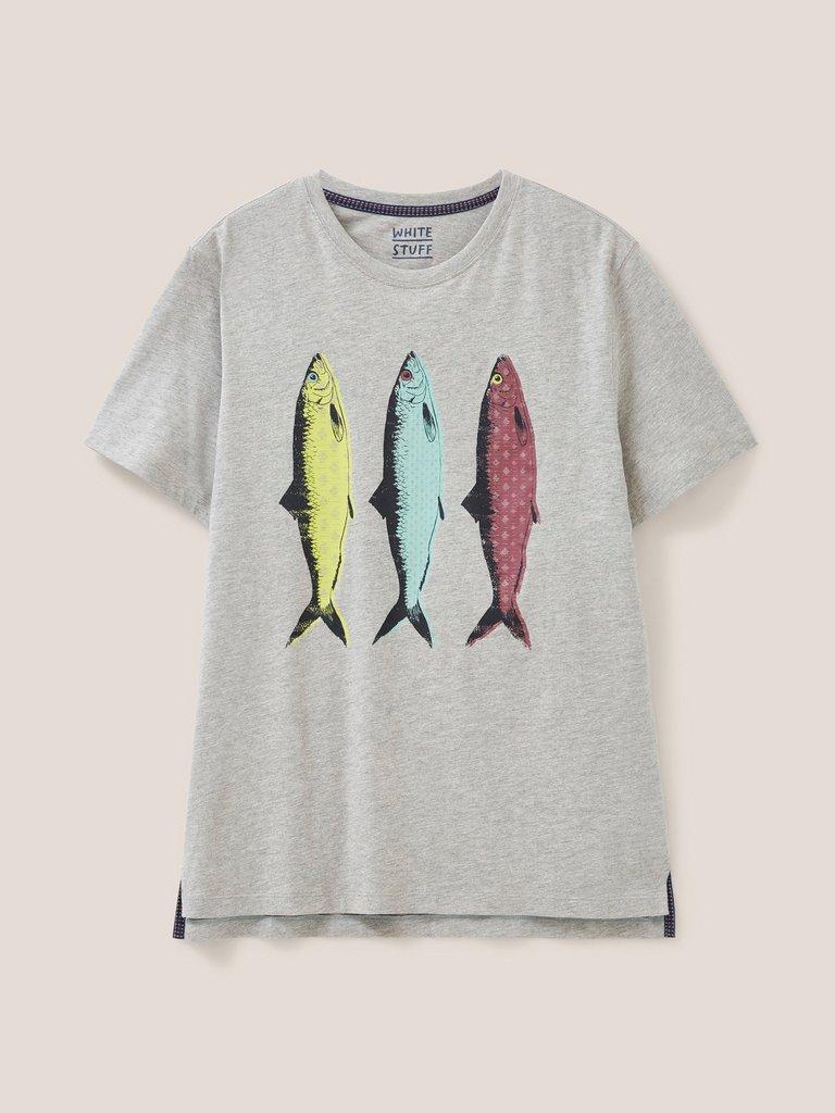 Fish Graphic Jersey TShirt in LGT NAT - FLAT FRONT