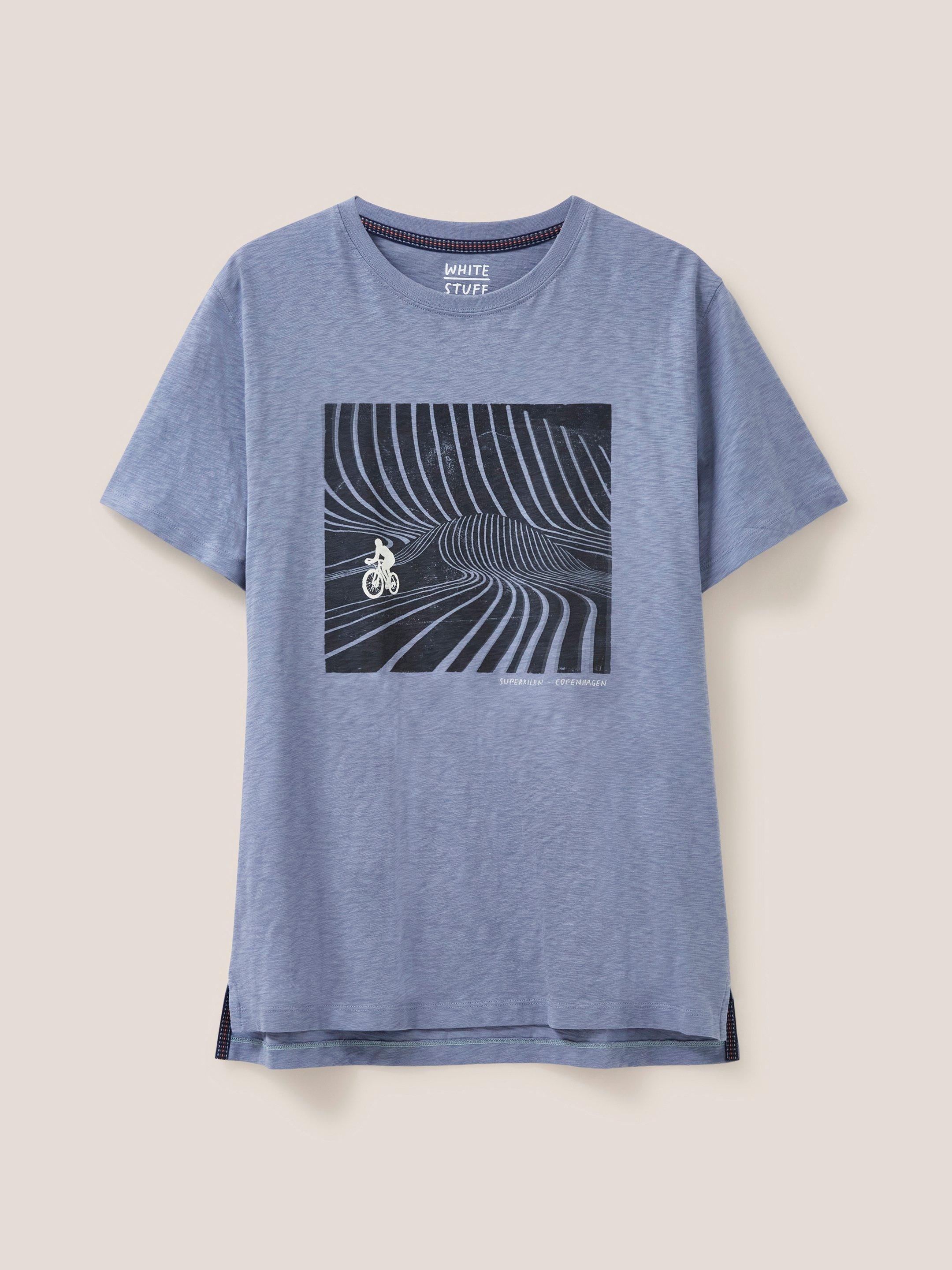 Superkilen Graphic Tshirt in MID BLUE - FLAT FRONT