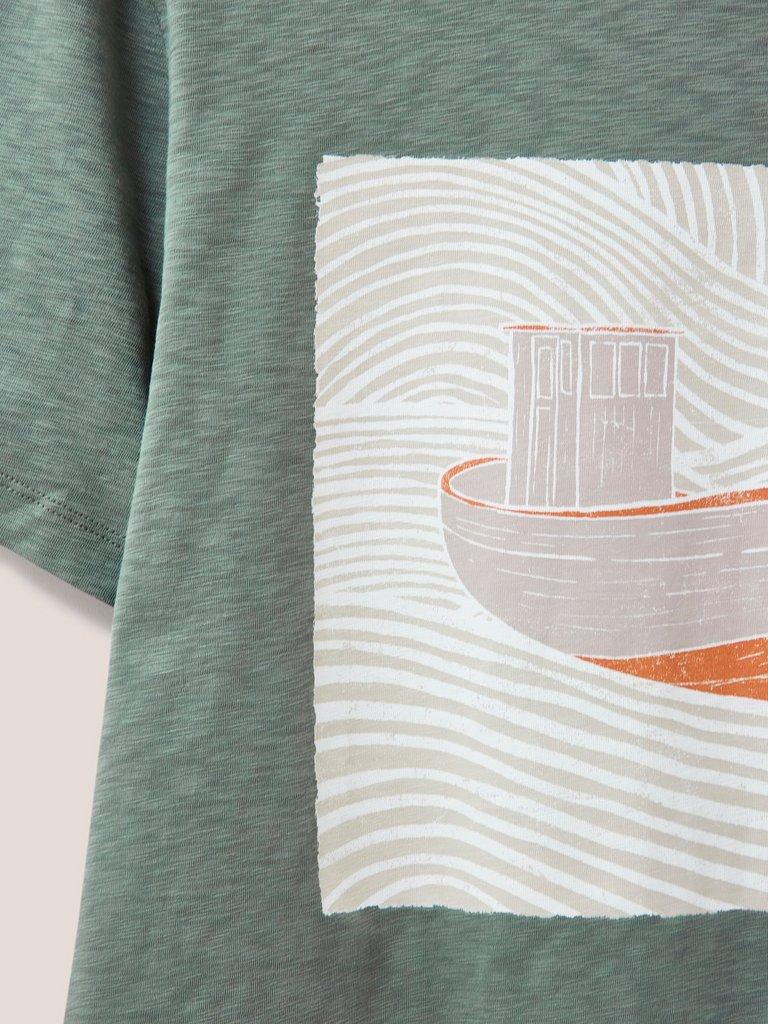 Trawler Graphic Tshirt in DUS GREEN - FLAT DETAIL