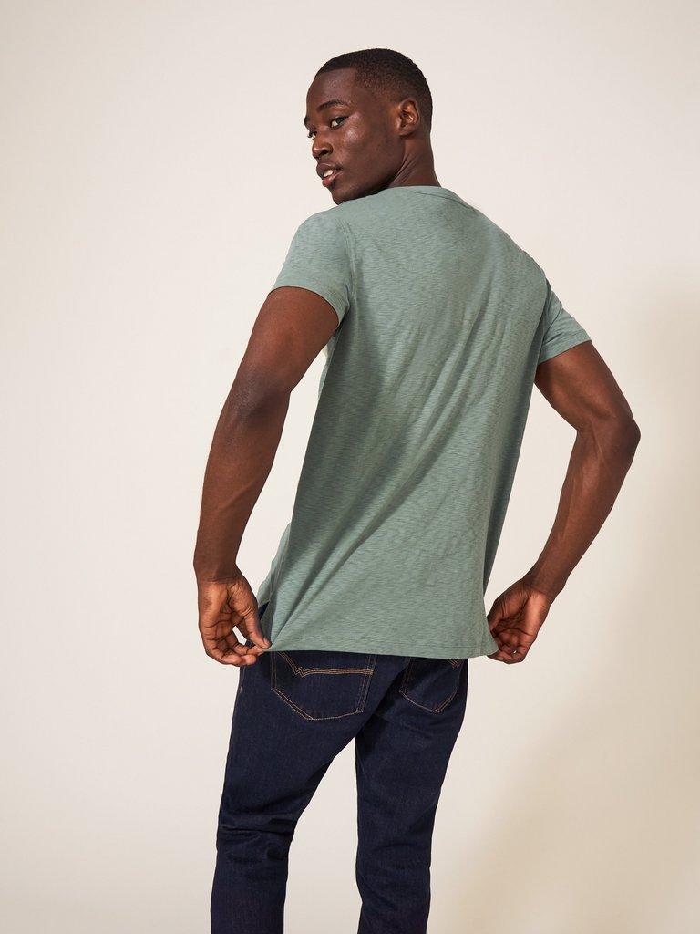 Trawler Graphic Tshirt in DUS GREEN - MODEL BACK