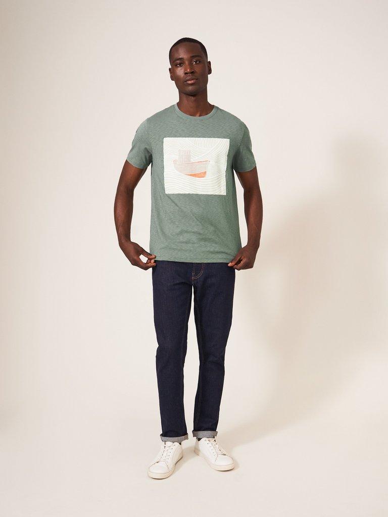 Trawler Graphic Tshirt in DUSTY GREEN | White Stuff