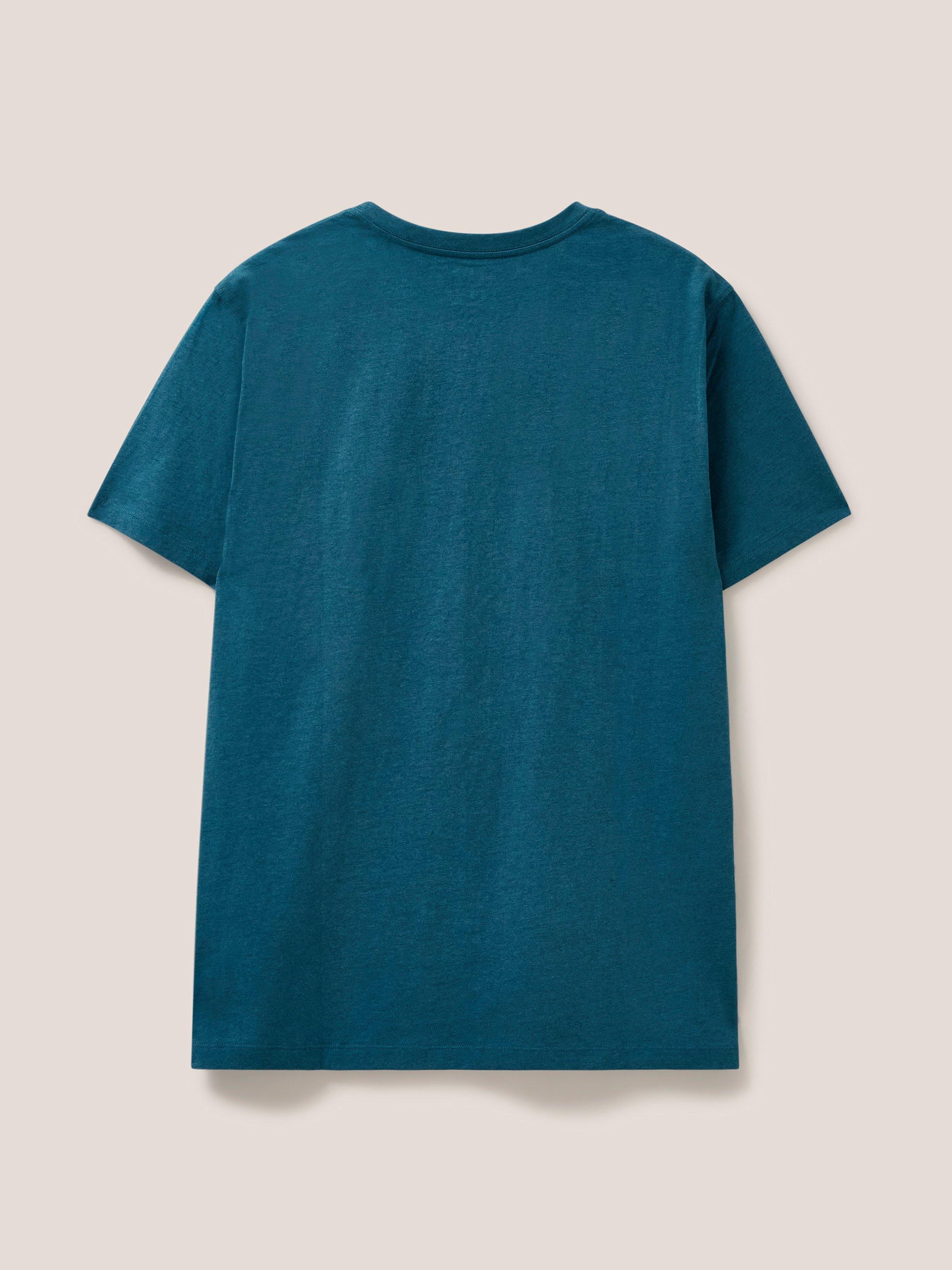 Pattern Fish Graphic Tshirt in MID TEAL - FLAT BACK